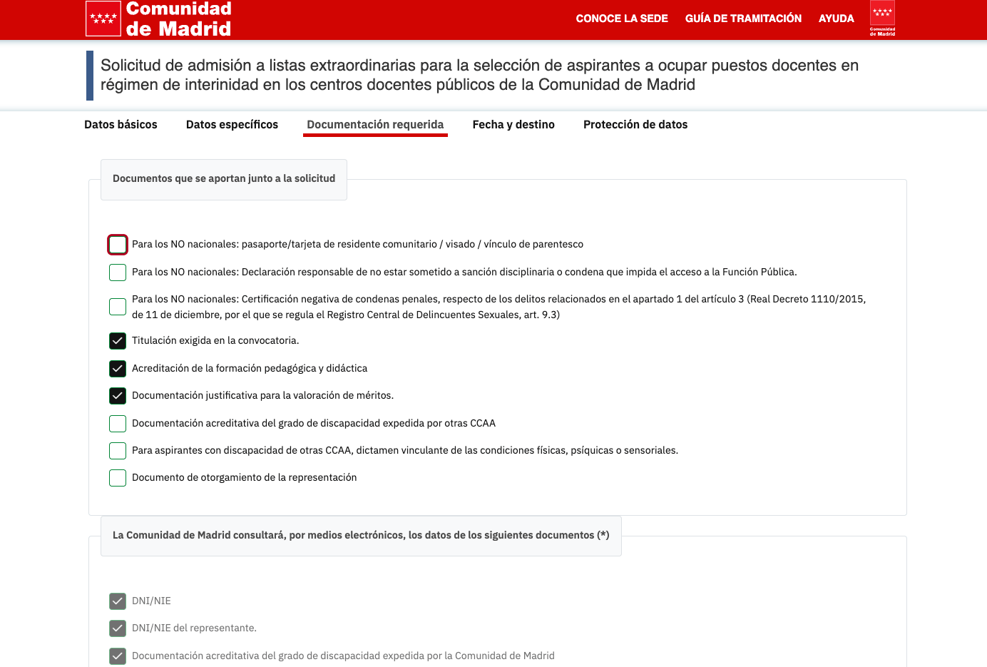 Documentos a presentar en las bolsas docentes de Madrid